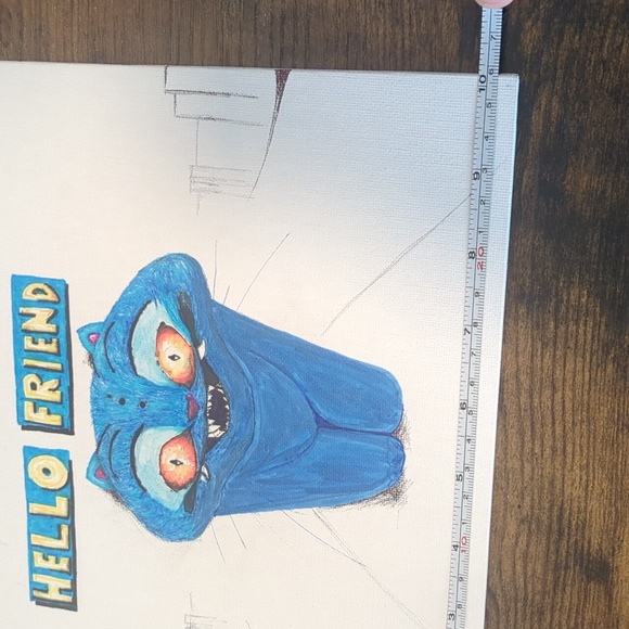 Kpop Demon Hunters Inspired 8"X10" Blue Cat Art Canvas: "Hello Friend!" - Picture 6 of 9